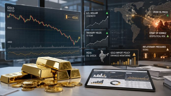 Gold Falls Below 4500 as Inflation and US-Iran Tensions Pressure Markets