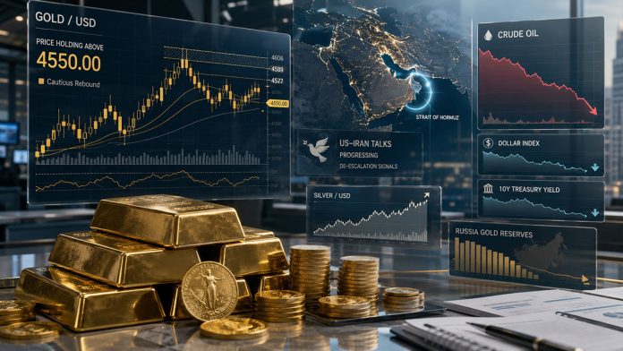 Gold Holds Above 4550 as US-Iran Talks Progress and Oil Falls